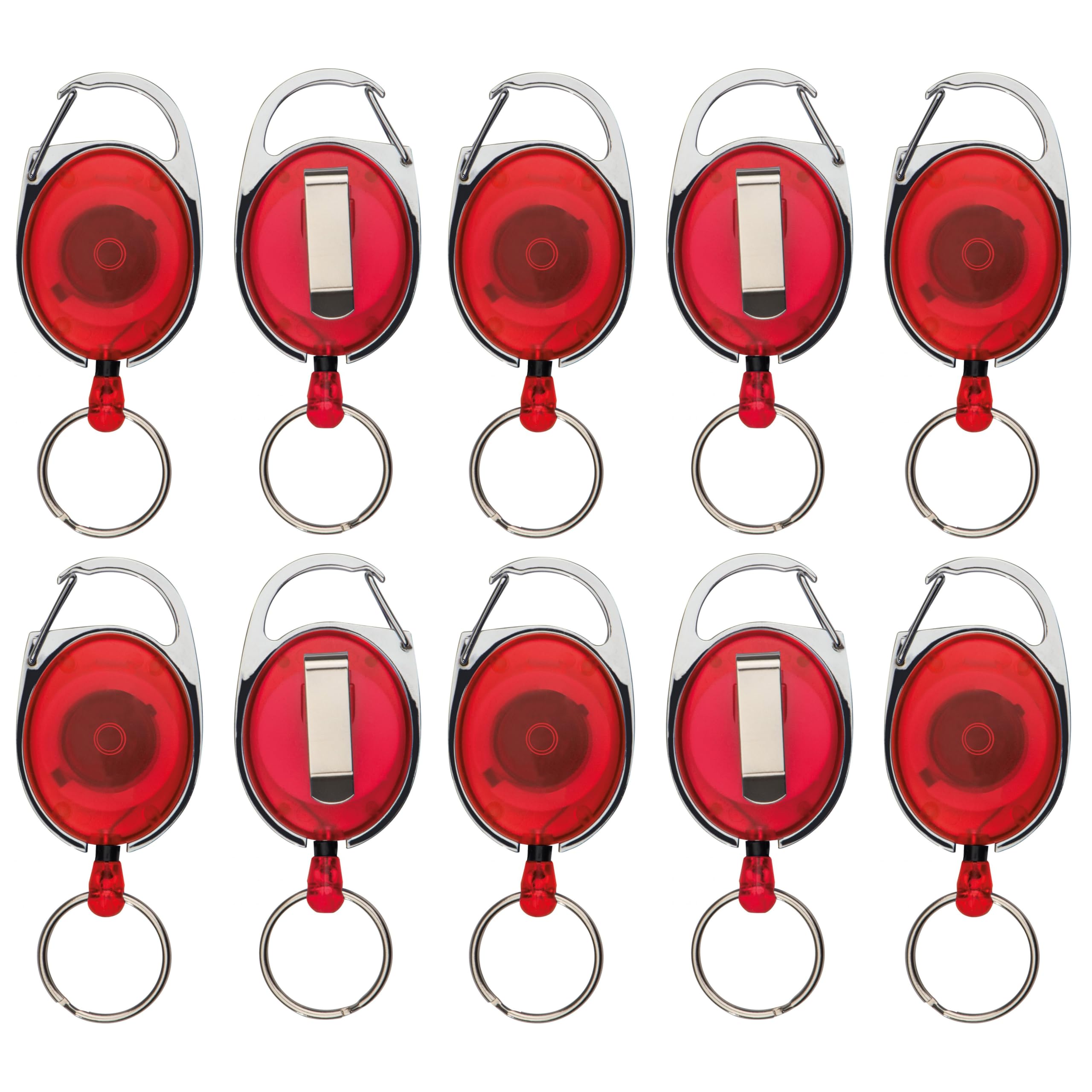 10 Pcs Pass Holder Red Transparent with Key Ring Badge Holder Yoyo