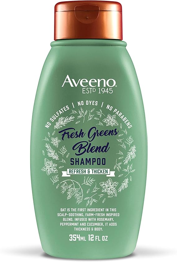 Aveeno, Fresh Greens Blend SulfateFree Shampoo with Rosemary, Peppermint & Cucumber to Thicken