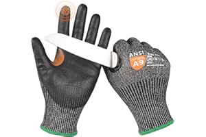 Donfri Level 9 Cut Resistant Work Gloves for Men, Touch Screen Safety Gloves with PU Coated Palm for Mechanic Construction