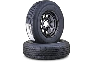 Free Country Trailer Tire Wheel Assembly ST205/75R14 8-Ply D 105M 5 Lug on 4.5" PCD Black Mod Rim,SET 2