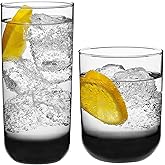 Libbey Polaris Tumbler and Rocks Glass Cups Set, Smoke Hue Mixed Drink Glasses with Straight Lines, Lead-Free, Drinkware Set of 16 for all Beverages