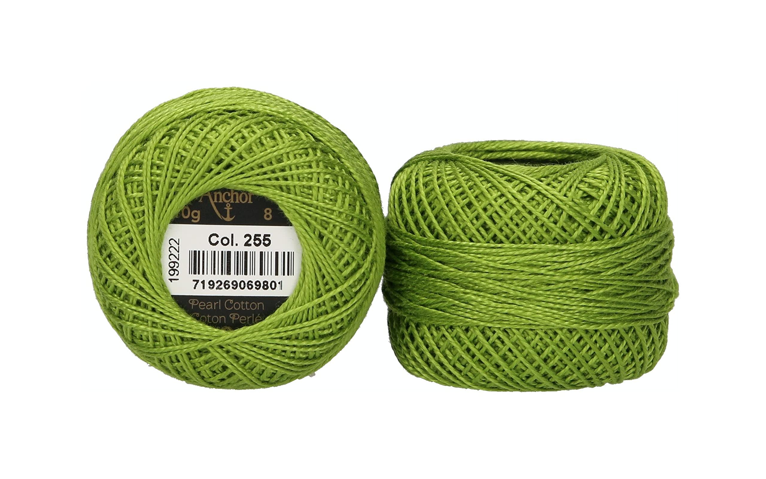 Anchor 4591008-00255 Embroidery Thread, 100% Cotton, Grass Green, Thickness 8, 82 m, 16 g — image 1