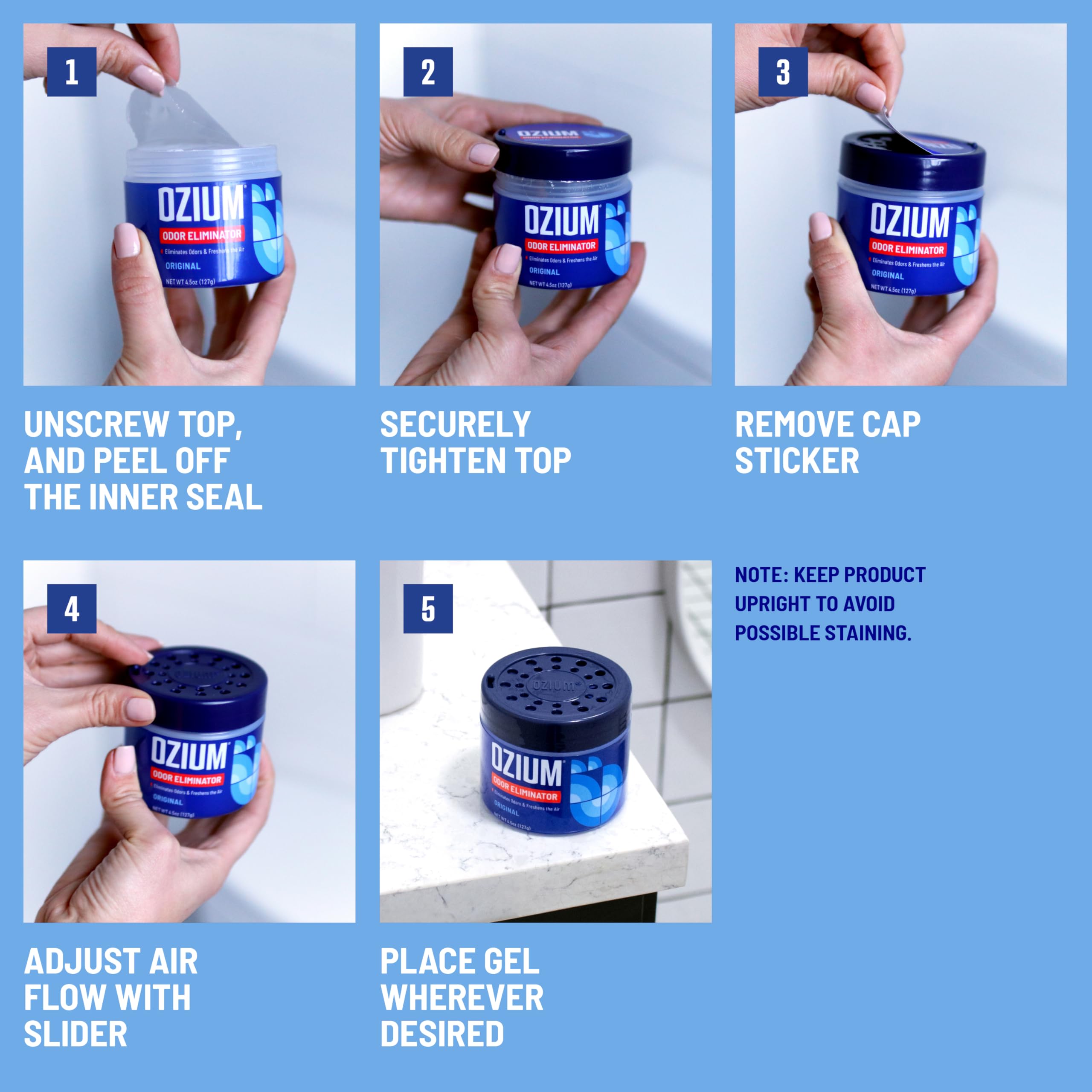 Ozium 4.5 Oz. Odor Eliminating Gel for Homes, Cars, Offices and More, Outdoor Essence, 4 Pack