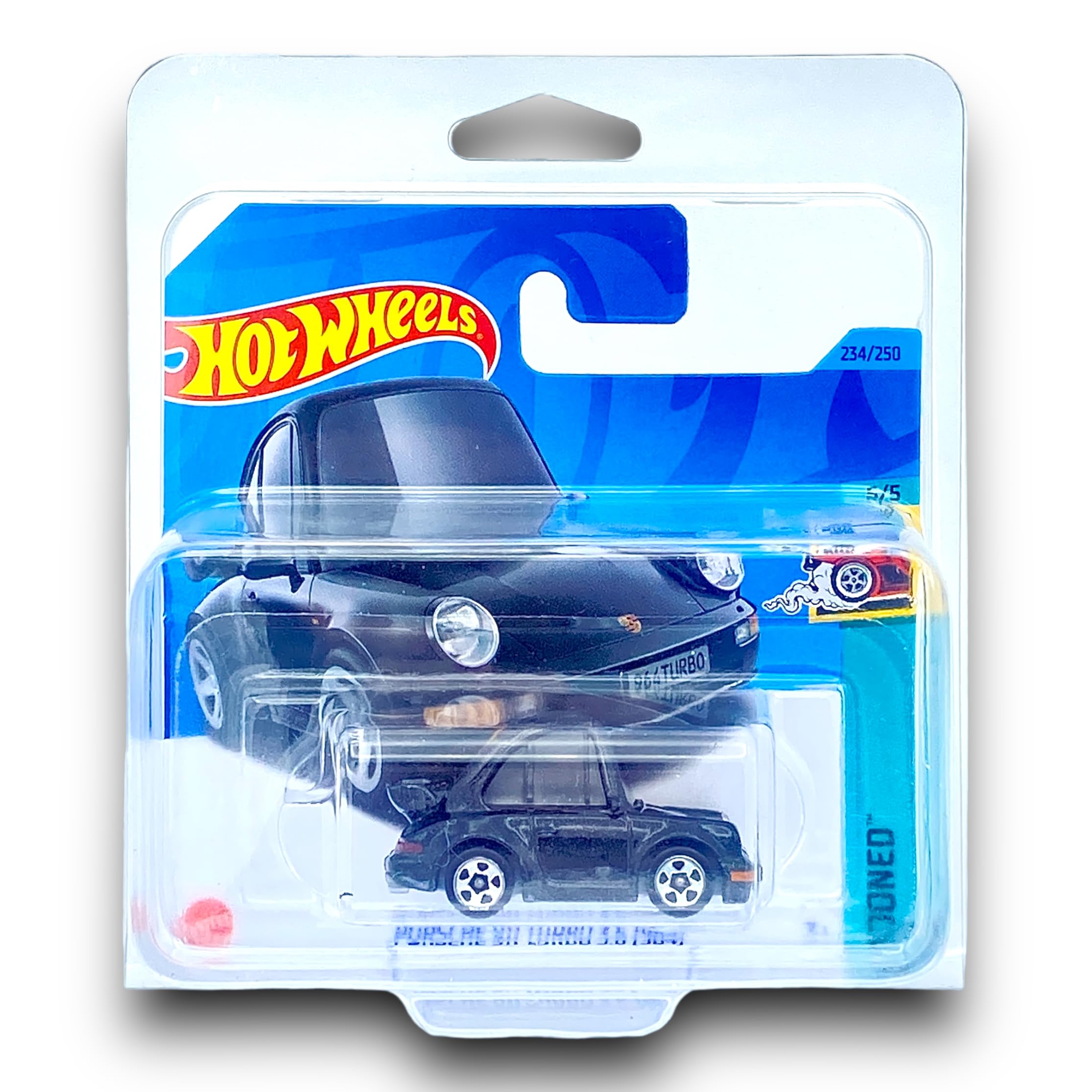 Hot Wheels Porsche 911 Turbo 3.6 (964) (Black) 5/5 Tooned - 2023-234/250 (Short Card) - COMES IN A KLAS CAR KEEPER SHORT CARD PROTECTOR CASE - HKG69