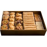 Shatila Food Products, Large Gold Box Baklawa, 56-Pieces | Assorted pastry gift, Mediterranean sweets, Arabic desserts, no artificial preservatives or sweeteners, baked fresh