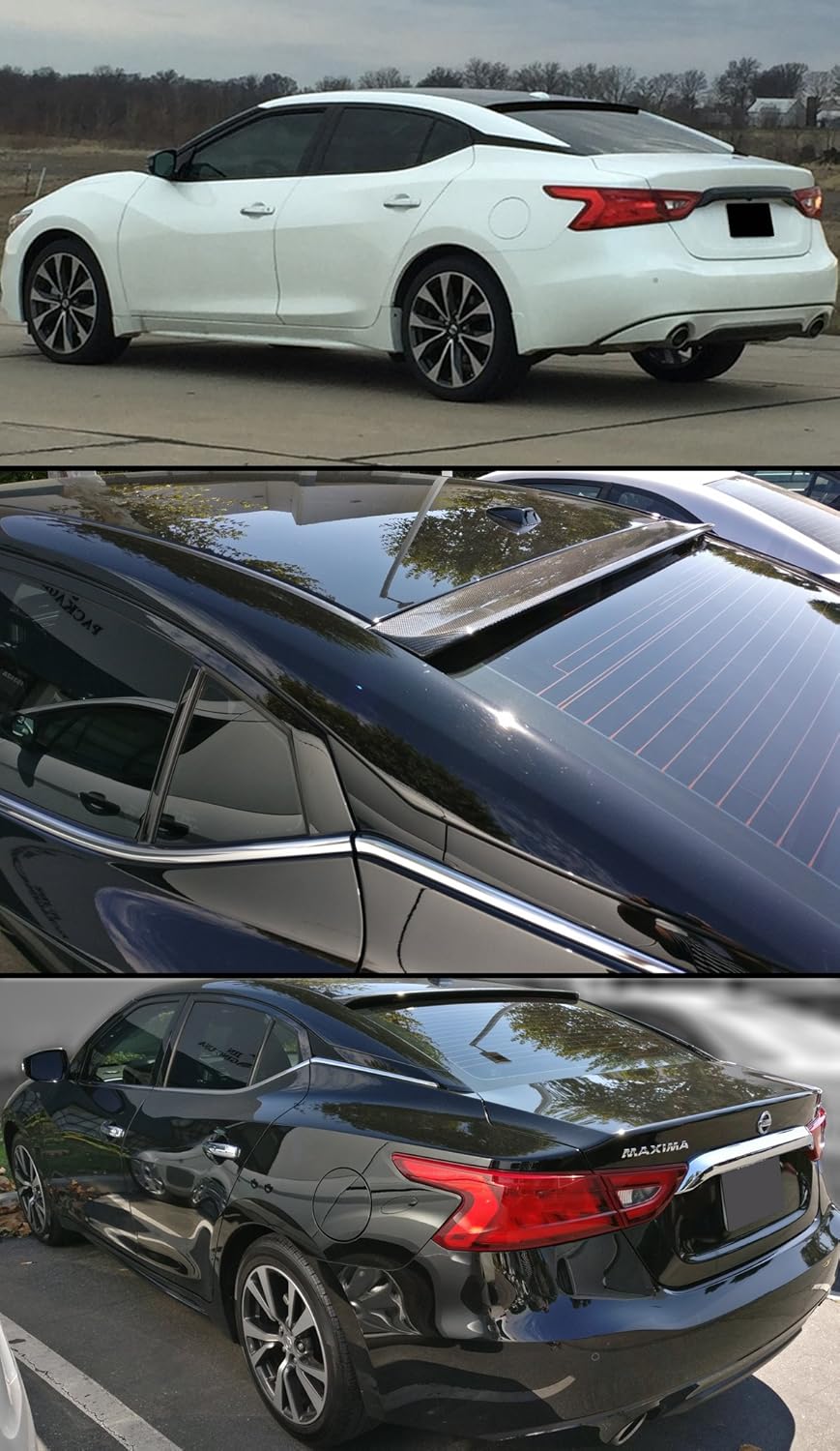 nissan rear spoiler on Amazon Com Cuztom Tuning Fits For 2016 2020 8th Gen Nissan Maxima Vip Carbon Fiber Rear Window Roof Spoiler Wing Automotive