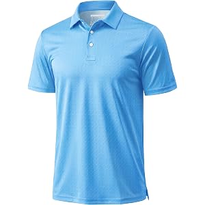 TACVASEN Men's Golf Shirts Dry Fit Short Sleeve Performance Printed Polos | 3-Buttons Collared, Moisture Wicking Breathable F