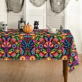 Horaldaily Mexico Tablecloth, Dia De Los Muertos, 60x84 Inch Rectangular | Halloween, Cinco, Dia De Los Muertos, Seasonal Table Cover for Party Picnic Dinner Decor
