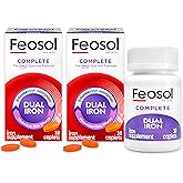 Feosol Complete Iron Supplement Caplets, Bifera Iron for High Absorption, Heme and Non-Heme Dual Action Minimizes Side Effects, 1 Per Day, Energy and Immune System Support, Pack of 2, Total 60 Count