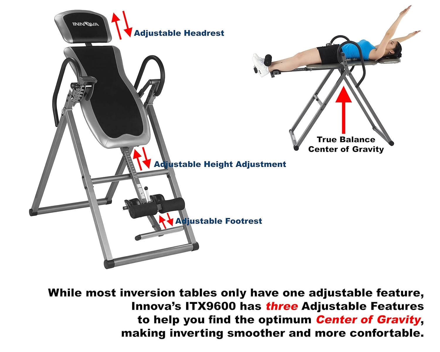 Innova ITX9600 Heavy Duty Inversion Table with Adjustable Headrest and