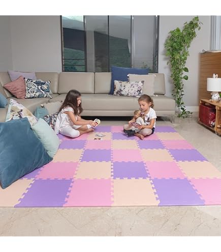 Plush Floor Mat Tiles 12x12 Extra Thick Plush Foam Interlocking