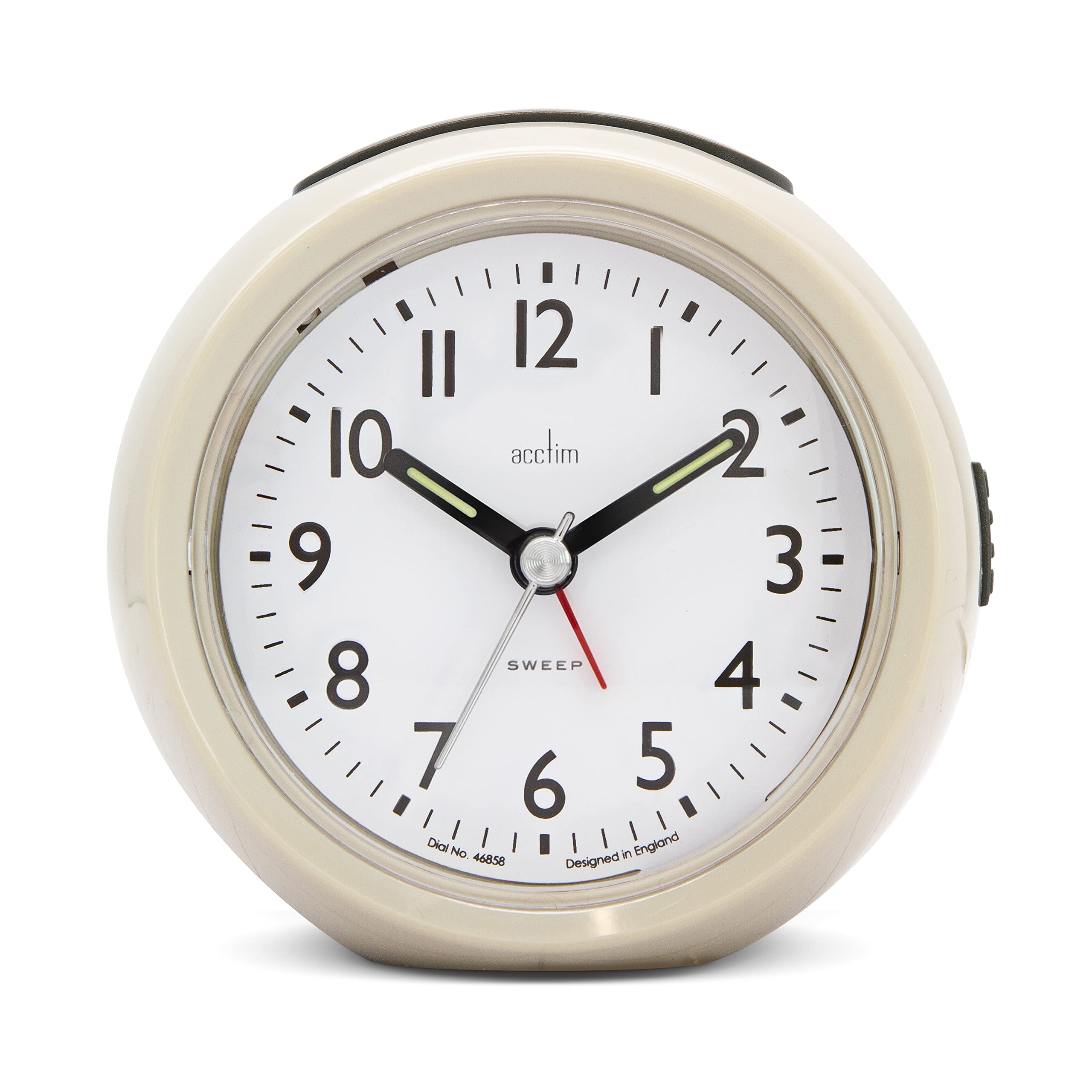 Acctim Grace Non-Ticking Sweep Analogue Bedroom Alarm Clock Earl Grey