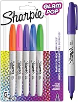 Sharpie Glam Pop Permanent Markers Fine Point 5 Assorted Colours