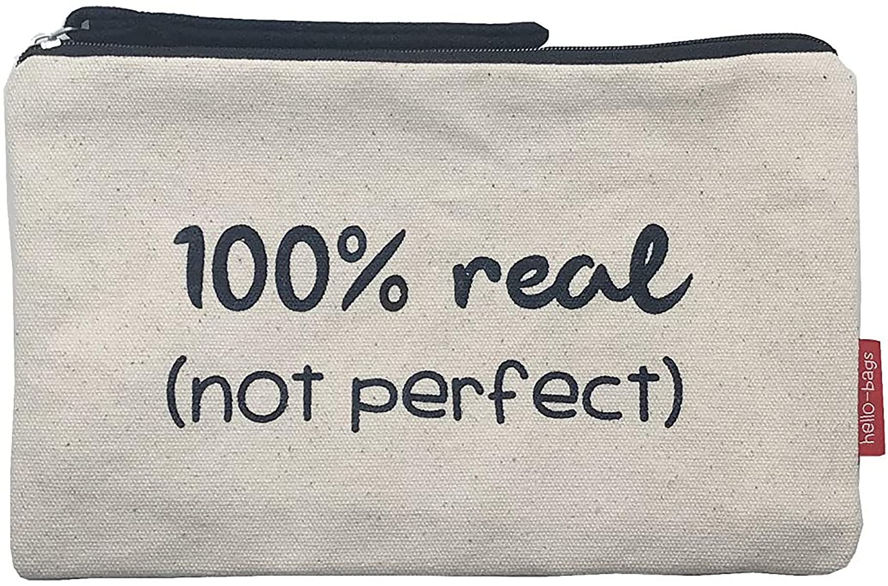 hello-bags. Makeup Bag/Wristlet Handbag. Exterior: 100% Cotton. Includes zipper and lining. Packed in a gift kraft envelope. Model: “100% REAL”. Color: Ecru. Measurements: 23 * 15,5 cm.