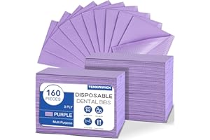 TENKAIWICK 160 Pack Disposable Dental Bibs 13"x18"，3-Ply Waterproof Tattoo Bibs Sheet for Nail Salon，Dental Clinic，Feeding，Tattoo Shop (Purple)