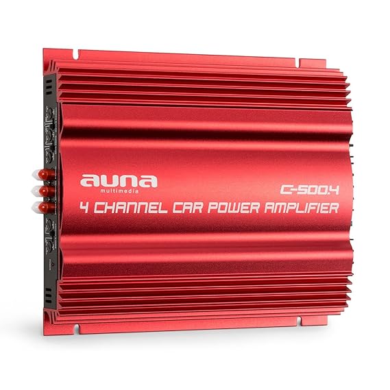 auna C500.4 • Car HiFi Verstärker • 4-Kanal Auto-Endstufe • Car Amplifier • Leistung: 4 x 65 Watt RMS • regelbarer Hoch- und 