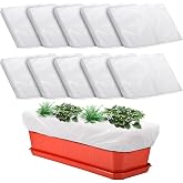 DECOHS 10 Pcs Planter Grow Box Mulch Cover, Fits 29" x 13.5" PE Rectangular Garden Mulch Plant Box Cover, Grass Barrier Planter Boxes Protection Covers for Garden Plant Flower Boxes (White)