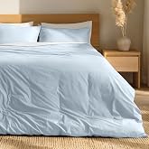 Bare Home 100% Organic Cotton Percale Duvet Cover Set (King, Winter Blue) | 100% Organic Cotton, Crisp Percale Weave, Lightweight &amp; Breathable, Cooling