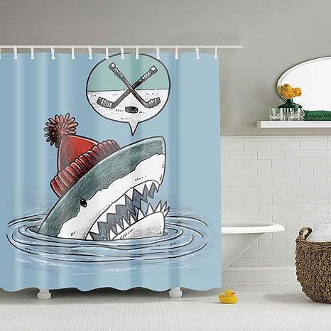 Amazon Com Wanl The Hockey Shark Shower Curtain Bath Decorations