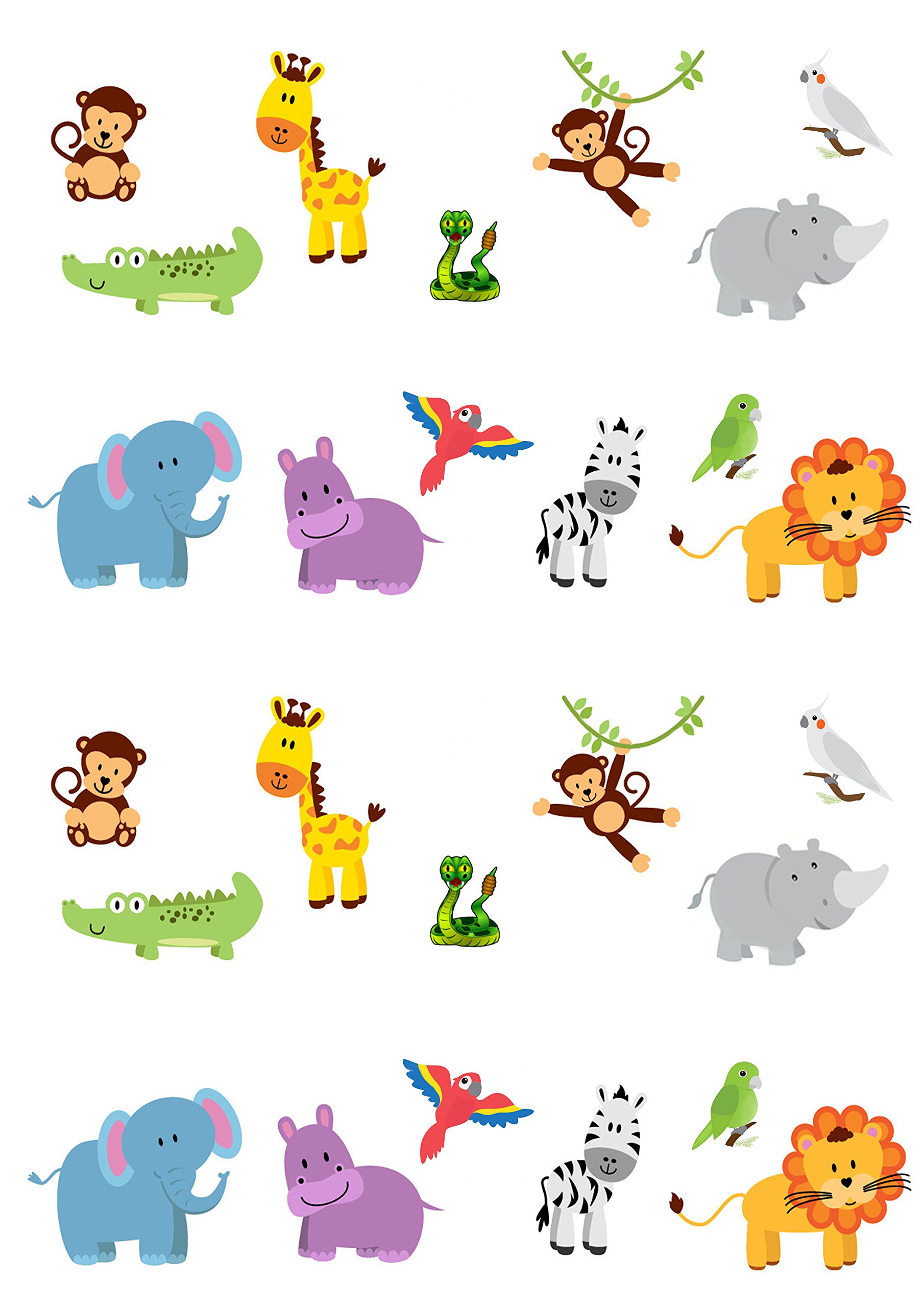 26 Stand Up Cute Jungle Zoo Animals Premium Edible Wafer 26 Stand Up Cute Jungle Zoo Animals Premium Edible Wafer