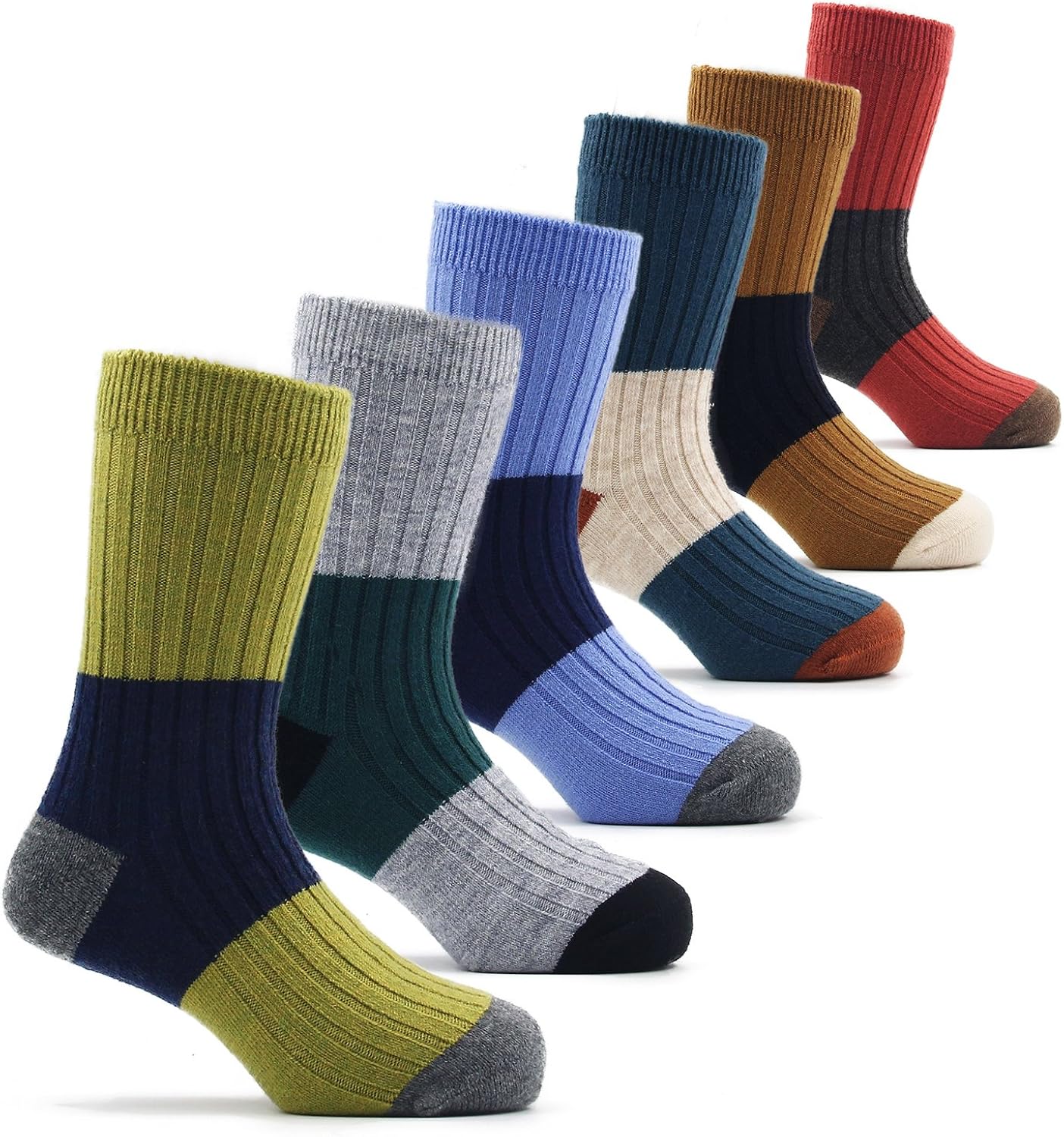 Boys Wool Socks Kids Crew Seamless Winter Warm Socks 6 Pack