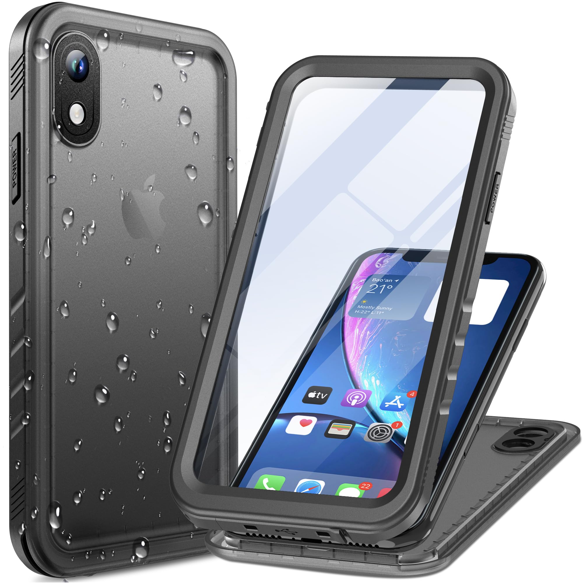Cozycase for iPhone XR (10) Waterproof Shockproof Case with Screen/Camera Protector - Unbreakable/Heavy Duty/Front and Back Cover【360 Full Body Protective】Underwater Dustproof Antishock Hard Bumper — image 1
