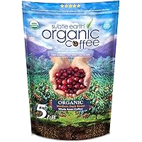 5LB Subtle Earth Organic Coffee - Medium-Dark Roast - Whole Bean - Organic Arabica Coffee - (5 lb) Bag