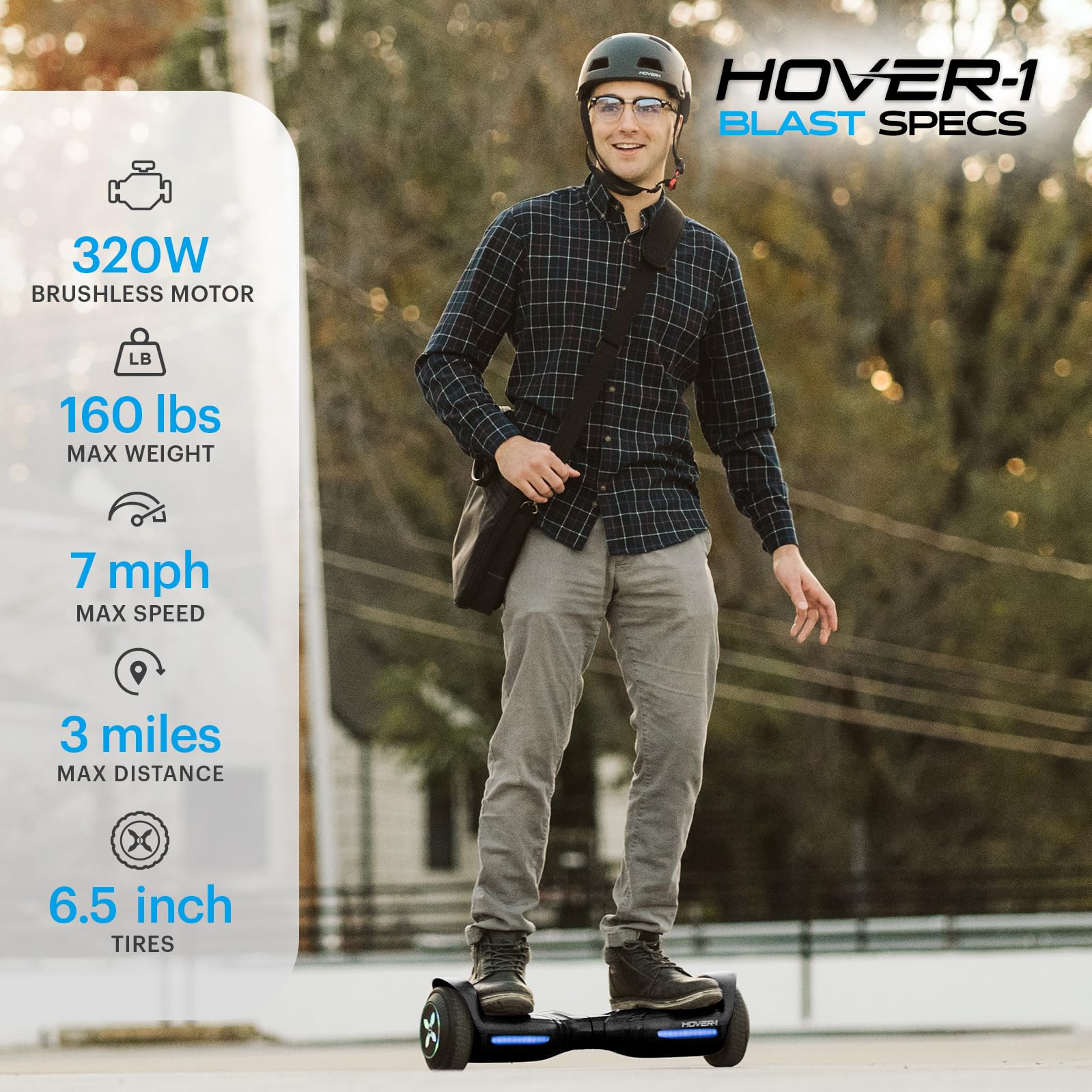 Hover-1 Blast Electric Self Balancing Scooter with 6.5” Tires, Dual 160W Motors, 7 mph Max Speed, and 3 Miles Max Range