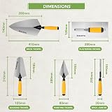 BLOSTM 5 Piece Trowel Set Carbon Steel Soft Grip Handles Masonry Tools view 6