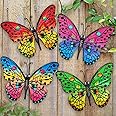 Metal Butterfly Wall Decor - 9.6" Outdoor Fence Wall Art Decor, Hanging Decoration for Garden Yard Living Room Bedroom Patio Balcony(4 Pack)