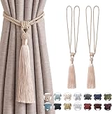 Pretty Jolly 2 Pack Long Tassel Curtain Tiebacks Dark Beige Handmade Braided