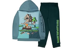 Minecraft Boys 2-Piece Fleece Sweatshirt and Pants Set, Pullover Hoodie and Jogger Bundle for Kids