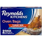Reynolds Kitchens Turkey Oven Roasting Bags, Holds Up to 24 lbs, 2ct | Large Disposable Turkey Cooking Bags, Holds Between 8-24 Lbs, Juicy Results, Easy Cleanup, Thanksgiving Roasting, BPA-Free