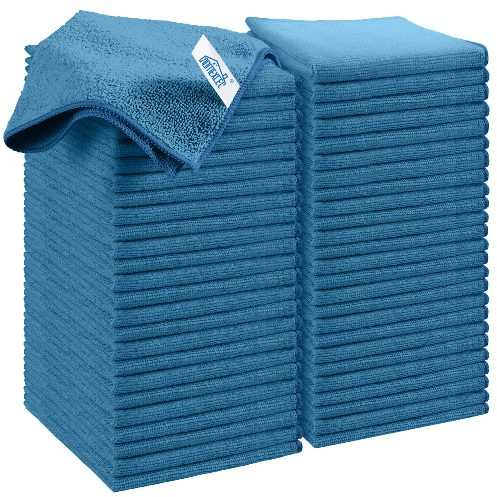 Photo 1 of HOMEXCEL Navy Blue Microfiber Cleaning Cloth, 50 Pack Cleaning Towels for Kitchen, Lint Scratch Free, Highly Absorbent, and Reusable Cleaning Rags for House, Window and Glass, Cars, 11.5 X11.5 inch