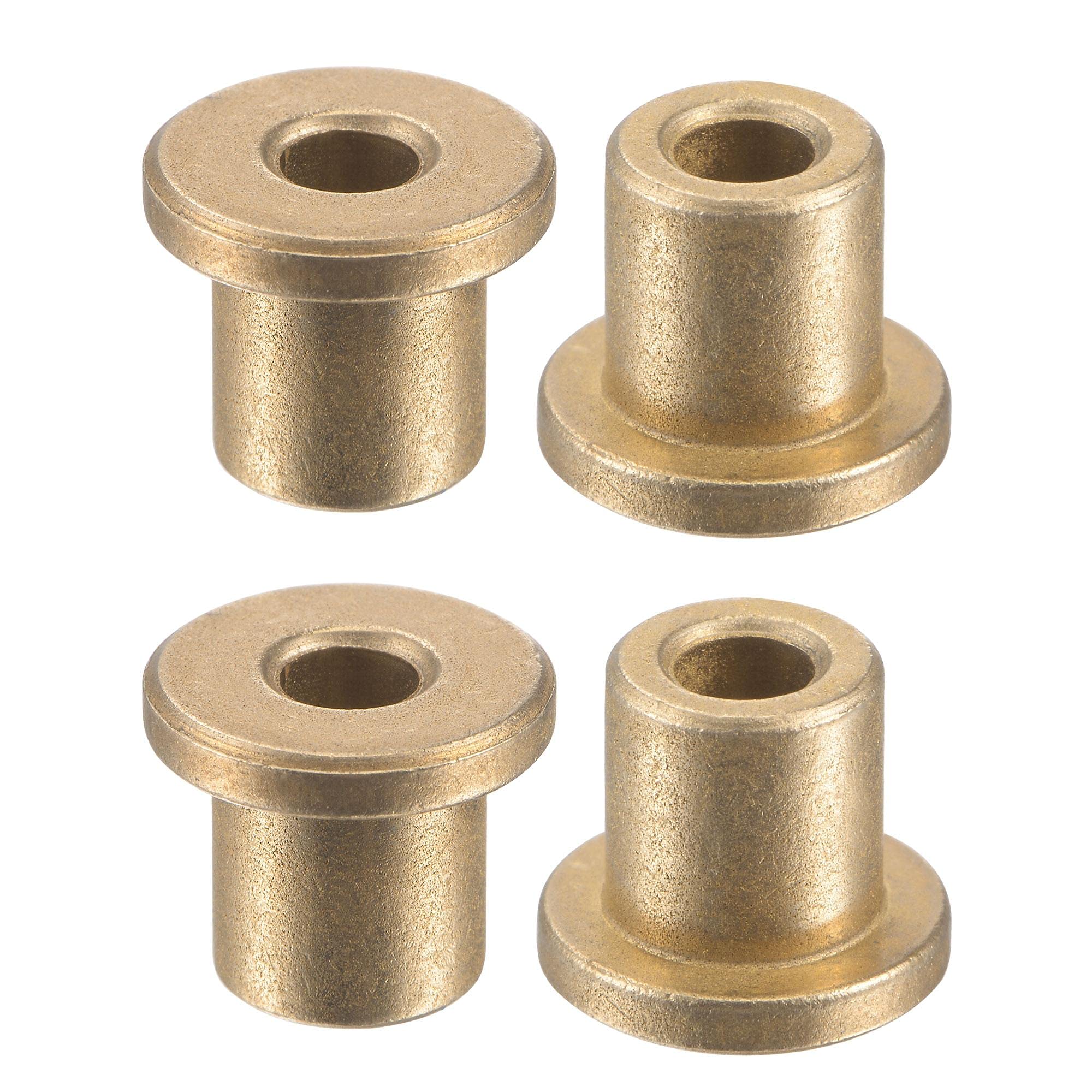sourcing map Flange Sleeve Bearings 4mm Bore 8mm OD 10mm Length 12mm Flange Dia 2mm Flange Thickness Sintered Bronze Self-Lubricating Bushing 4pcs