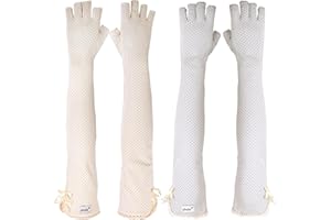 kilofly Women's Long Anti-UV Breathable Arm Sun Block Driving Gloves, 2 Pairs