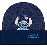 Disney Stitch Beanie Hat, Women's Angel Winter Knit Cap with Cuff, Navy, One Size