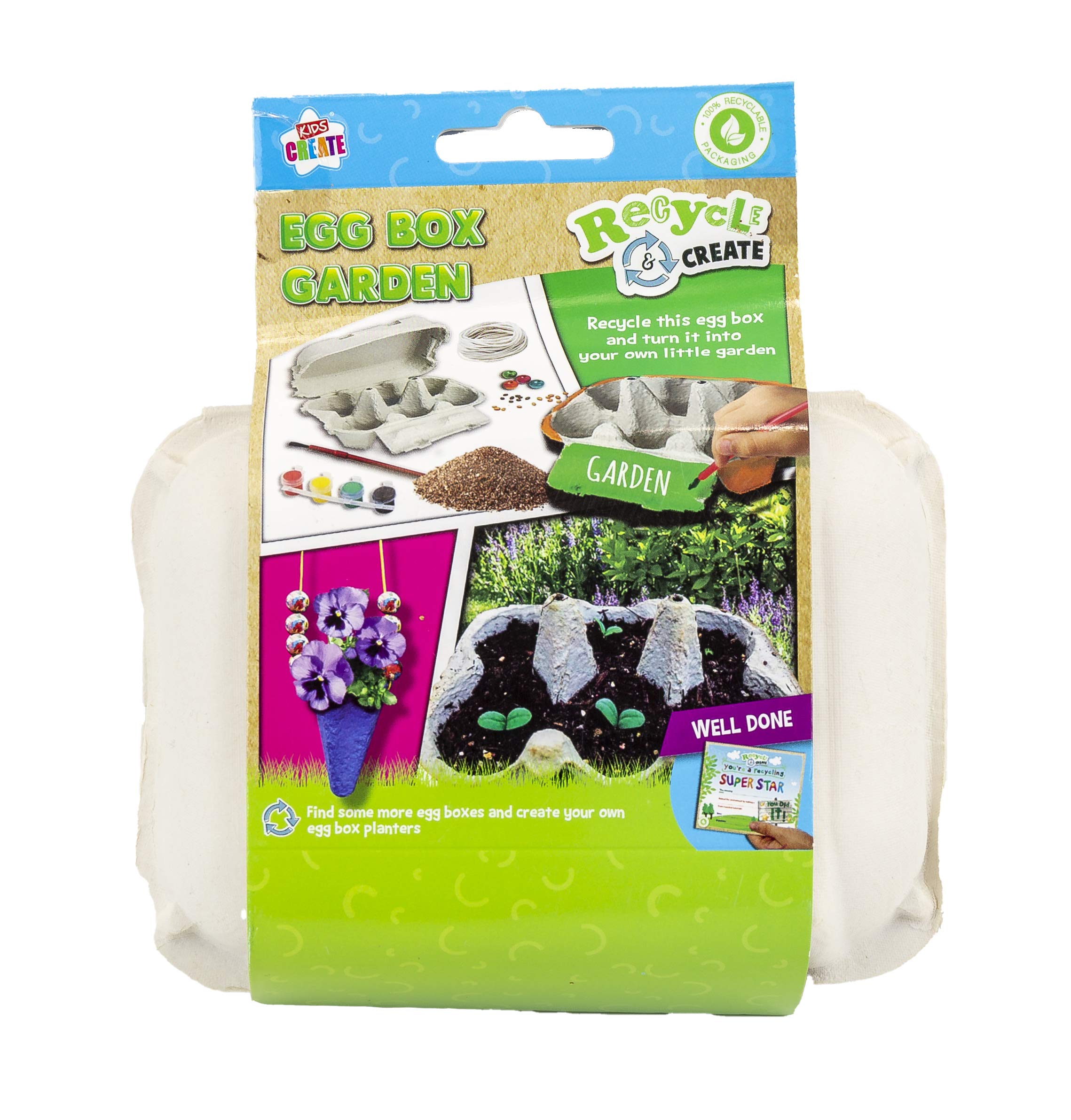 Kids Create - Recycled Egg Box - Grow Your Own Garden Set for Kids I Children's Craft and Design Kit