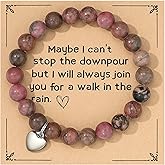 Friend Going Through a Tough Time Natural Stone Stretchy Bracelet - Maybe I Can't Stop The Downpour - Thinking of You Gift for Friend in Need, Bestie, BFF - Here for You, Always There