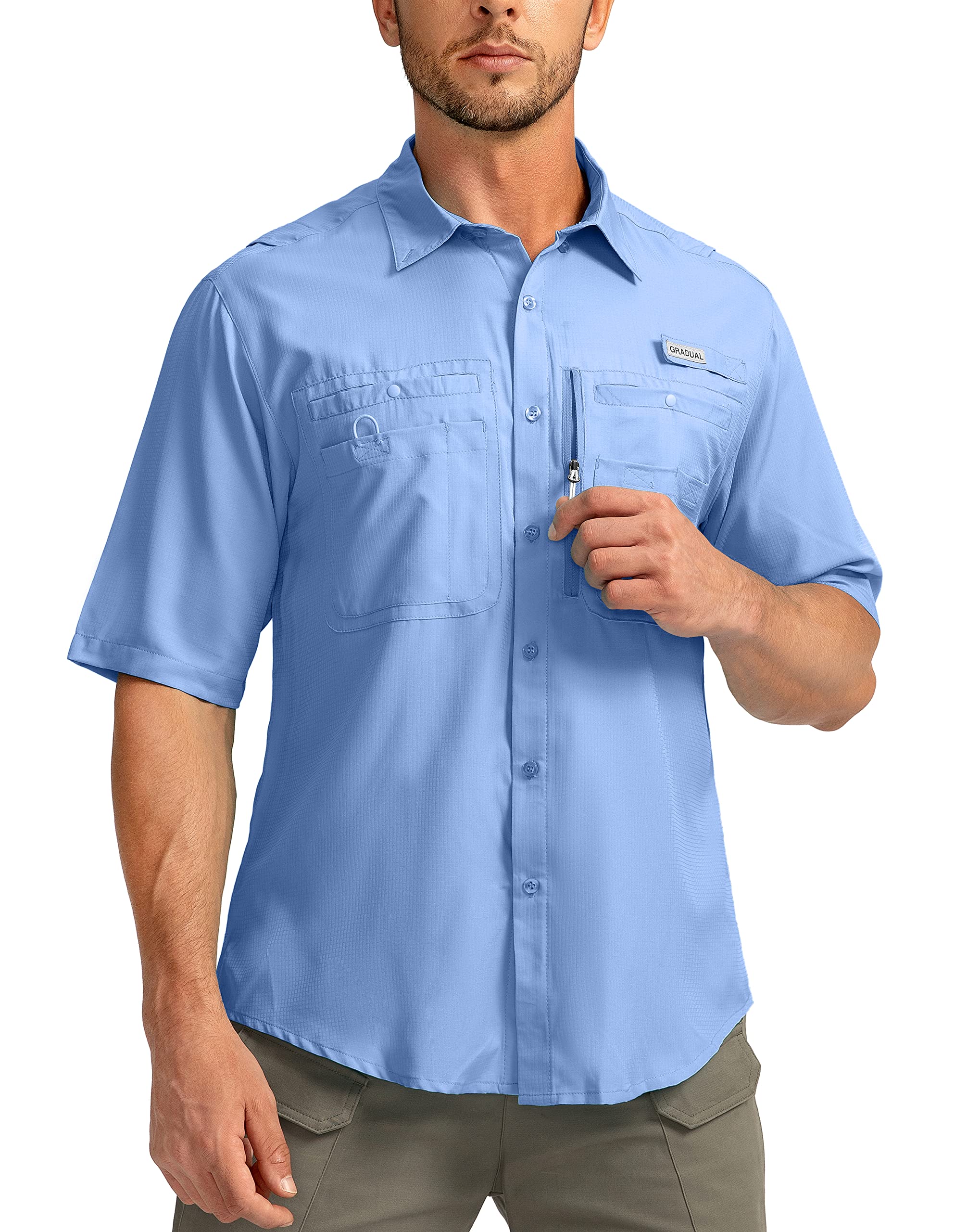 Men's Fishing Shirts with Zipper Pockets UPF