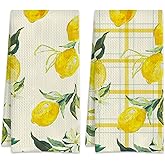 NITAHHHY Yellow Lemon Retro Hand Towels Set of 2 Absorbent Kitchen Towels Dish Towel for Home Gym Hotel Bathroom Decor,16x24 Inches