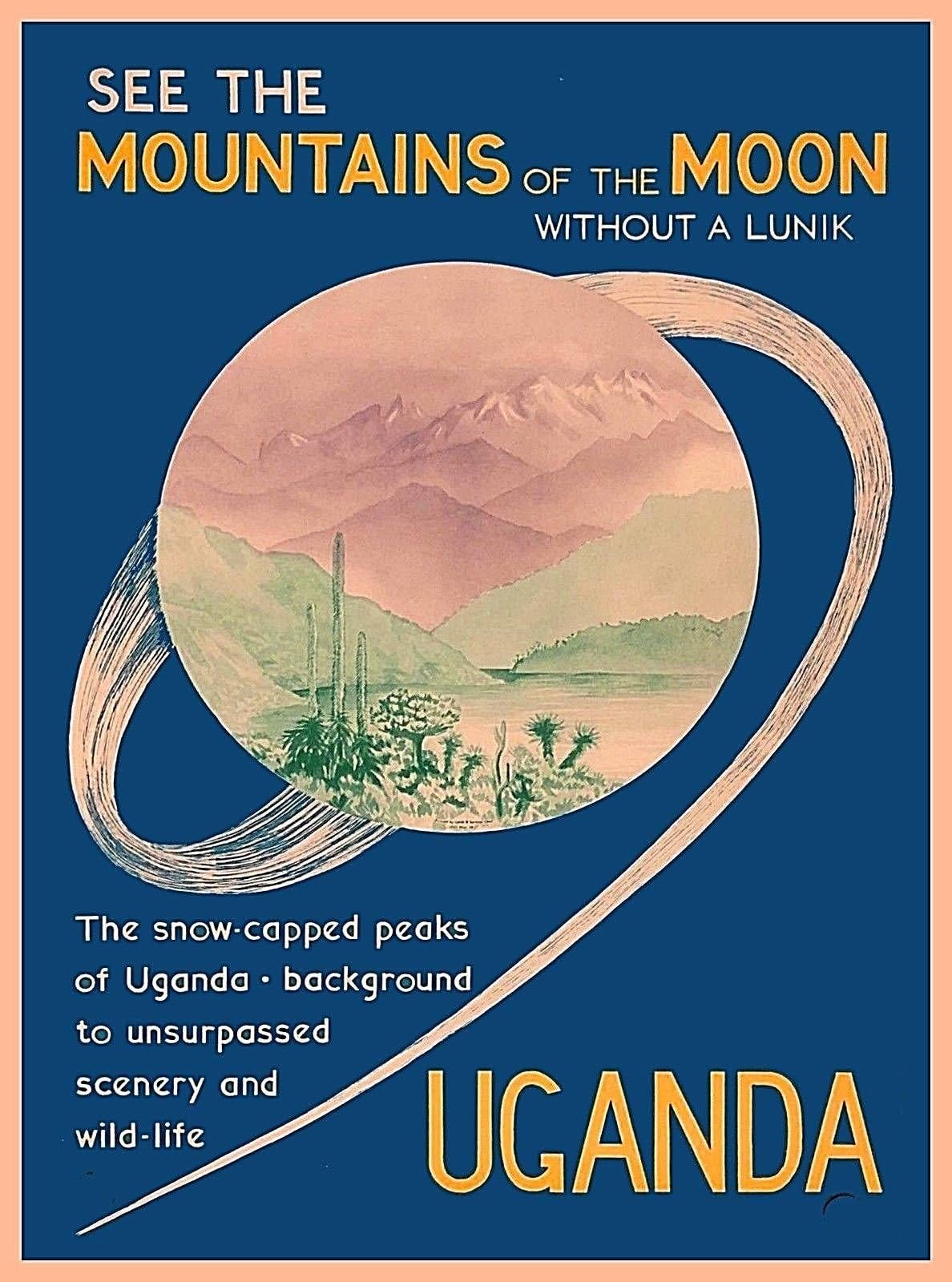 MAGNET Mountains of the Moon Uganda Africa African Vintage Travel Advertisement Magnet