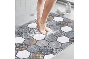 Mofonky Extra Large Shower Mat: 24 X 36 Inch Stylish Shower Mats for Inside Shower - Soft PVC Loofah Trimmable Non Slip Shower Mat for Elderly, Quick Drying