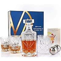 Nou Living 11 Pc Crystal Whiskey Decanter Sets For Men - Classic Whiskey Decanters and Whiskey Glasses Set of 6…