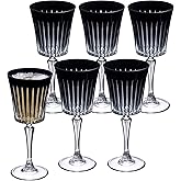 Barski European Wine Glasses - Set of 6 Goblets for Red or White Wine - Elegant Colored Glassware Water Stemware - Gift Ready, 10 oz, Black