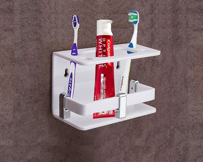 Doozy Acrylic Toothbrush and Toothpaste Wall Mounted Holder for Family