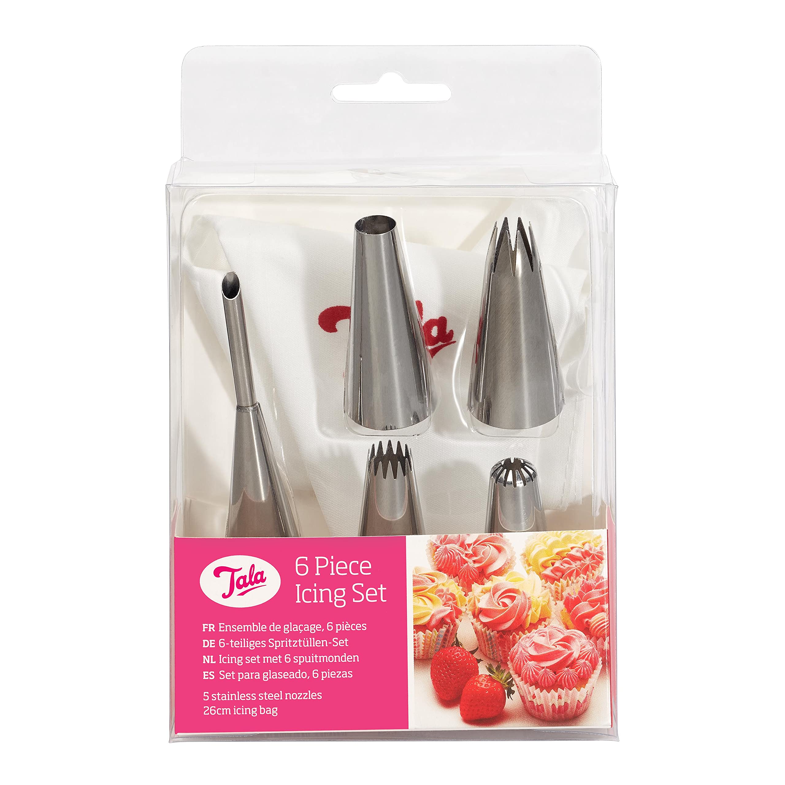 Tala 6 Piece Icing Bag Set with 5 Nozzles and Icing Bag