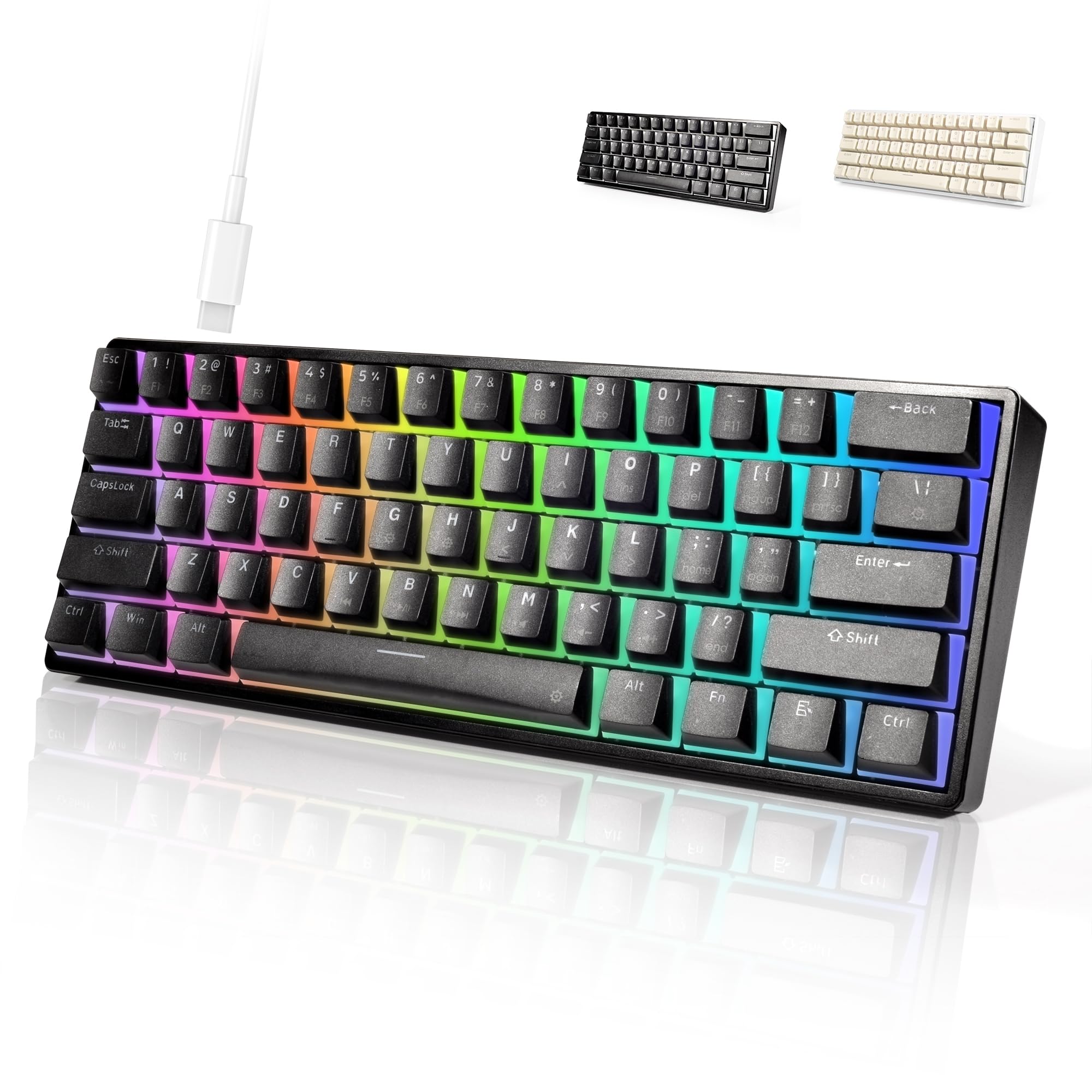 Photo 1 of OUPARY 60% Wired RGB Gaming Mechanical Keyboard, 61 Keys Compact Red Switch Keyboard with Pro Driver Support, Black