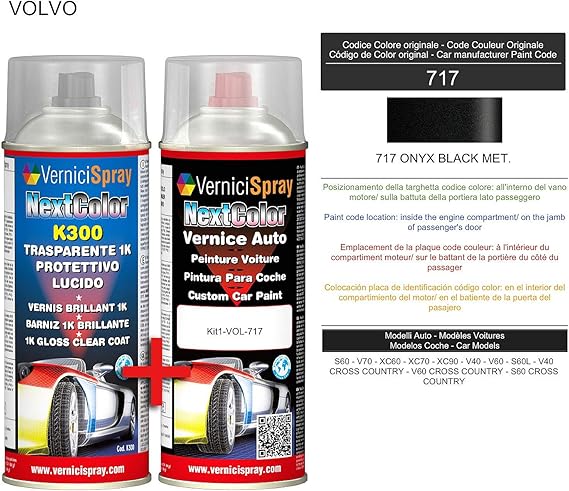 Automotive Touch Up Kit Auto Spuitverf In Metallic Parel Kleur 717 Onyx Black Met En Gloss Clear Coat 400 Ml Spraycans Van Vernicispray Amazon Nl