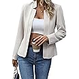 Mina Self 2025 Women's Spring Tweed Blazer Jacket Open Front Notch-Collar Fully-Lined Business Casual Fashion Elegant Coat